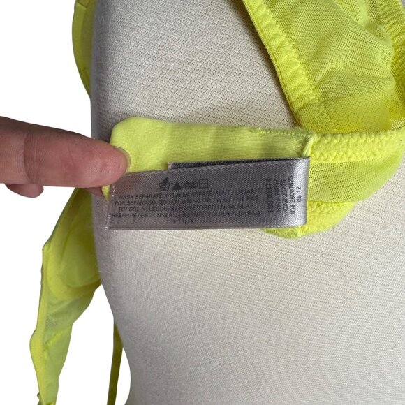 Victorias Secret 32D Yellow Floral Lace Push-Up Without Padding Bra Rhinestone - Picture 8 of 9